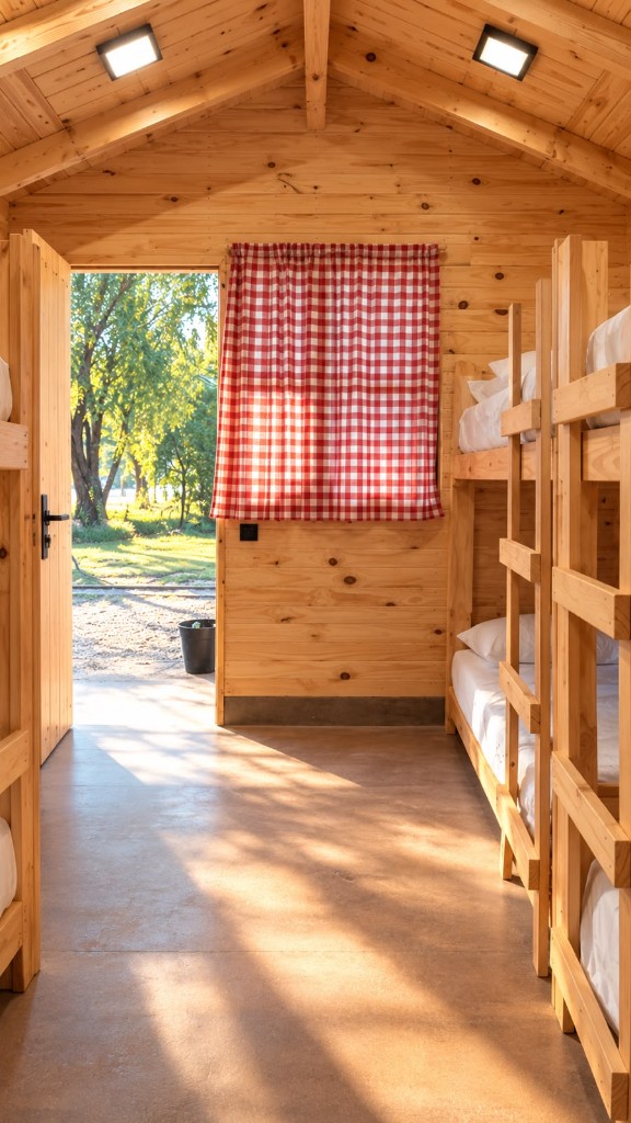 Cabin interior with bunk beds at La Rivera Camp