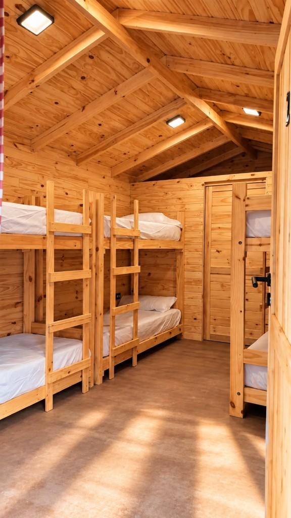Equipped cabin dormitory at La Rivera Camp